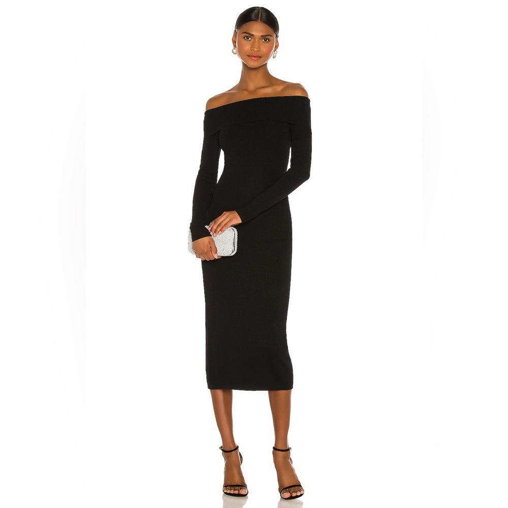Bardot Off Shoulder Knit Dress in Black